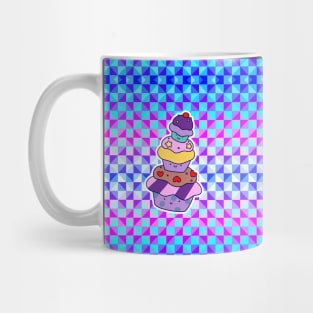 Cupcake Pile Holographic Checkered Pattern Mug